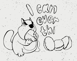 Motivation cartoon concept - angry hamster i can do everything