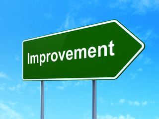Business concept: Improvement on road sign background