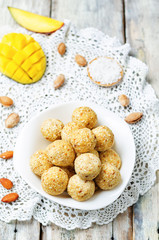 raw vegan mango coconut almond balls