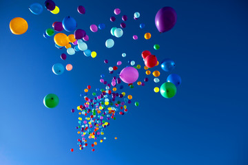 Colorful Balloons flying in the sky party