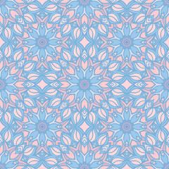 Seamless pattern with Mandalas. Vector ornaments in trendy colors of 2016 year