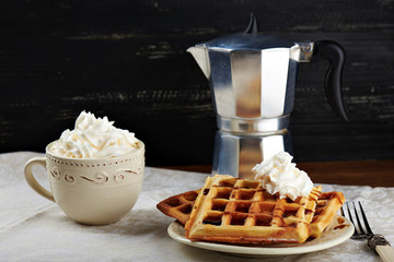 Belgian waffles breakfast