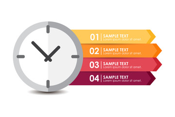 Clock banner infographic. Time concept. Vector illustration