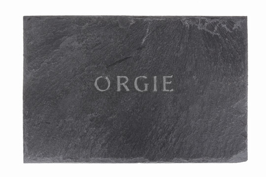 Steintafel Orgie Sex Schrift Schiefer