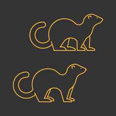 Gold outline vector silhouette ferret