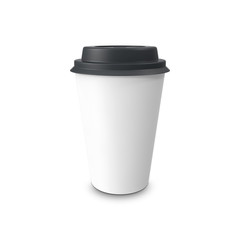 Blank paper coffee cup isolated on white background.
