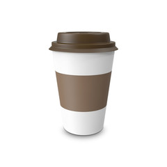 Blank paper coffee cup isolated on white background.