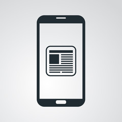 Icono plano smartphone con boletin en fondo degradado