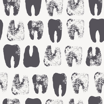 Vector Seamless Pattern With Tooth Stamps