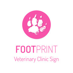 Veterinary clinic vector logo with the footprint sign