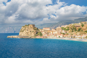 Fototapeta na wymiar View over Scilla with Castello Ruffo, Calabria, Italy