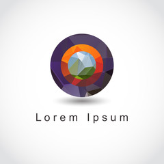 Abstract geometric green, blur and yellow spherical shape from triangular faces for graphic design.Vector illustration EPS10.