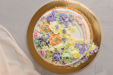 Butter cream flowers cake