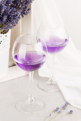 Lavender drinks in glass