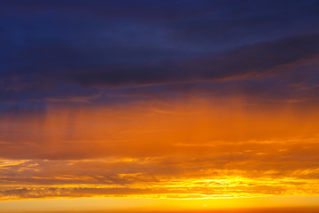 Fototapeta na wymiar orange, blue and yellow colors sunset sky