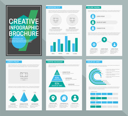 Vector template for multipurpose presentation slides with graphs and charts. 