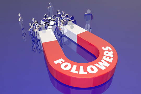 Followers Social Media Magnet Pulling People Attracting Audience