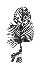 Obraz premium Rustic decorative black feather doodle vintage art graphic vector.
