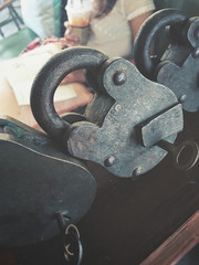 Ancient padlock and keys
