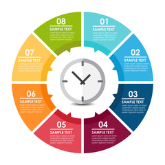 Clock circle infographic. Time concept. Vector illustration