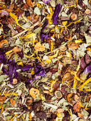 Assorted natural medical herbs background