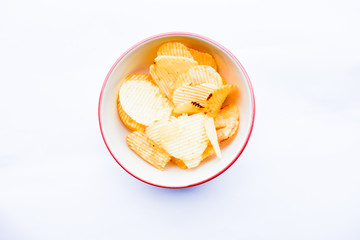 Fototapeta na wymiar fried potatoes on bowl isolated on white background