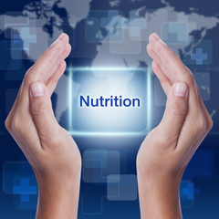 nutrition word on screen background. medical concept