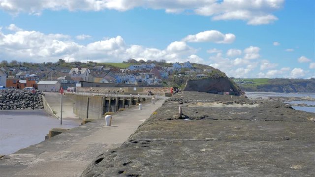 Watchet harbour and coastline, Somerset, England