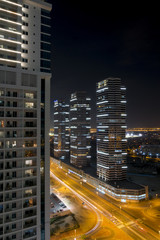 Fototapeta na wymiar Night city skyline in Marina district, Dubai