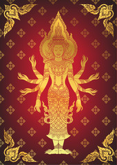 vector illustration lord Brahma Traditional Hindu