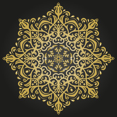 Oriental golden pattern with arabesques and floral elements. Traditional classic ornament