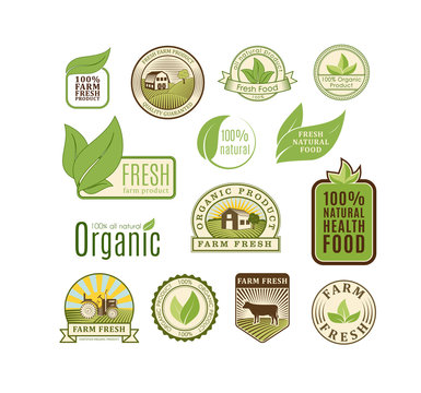 Eco badge organic food vector illustration. 