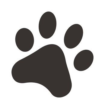 Black footprints of dogs foot silhouette vector illustration.