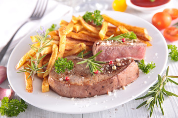 grilled beef and french fries