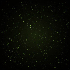 Abstract background with twinkling green stars vintage. Vector illustration.