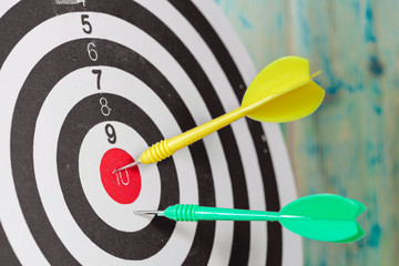 Dart hit the center of dartboard