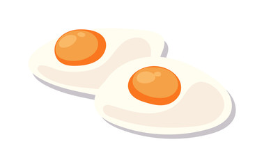 Scrambled eggs lunch plate on white background appetizing morning cooked ingredient vector.