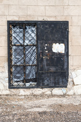 Old Grunge Door in Black and Brick Wall
