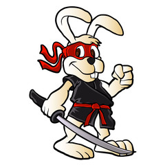 ninja rabbit cartoon vector illustration
