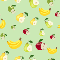 Pattern. Apples, bananas and pears
