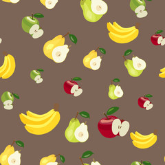 Pattern. Apples, bananas and pears