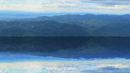 Mountain Landscape with water reflection at Chaiyaphum Province,