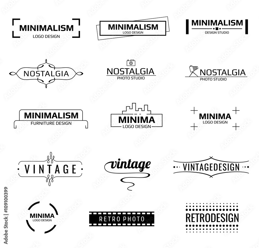 Poster minimal modern vector logos. minimal line emblems or minimal labels vector set