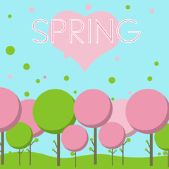 Love the spring landscape vector illustration