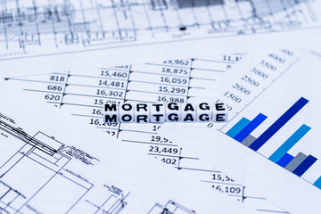 Fototapeta premium MORTGAGE on spreadsheet and graph