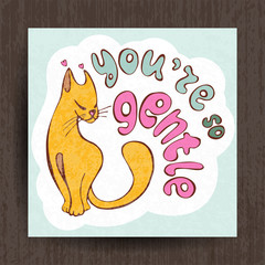 I love you card, greetings with cute animals, cartooning cat