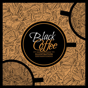 Black coffee stylish template for cafe roasted coffee beans