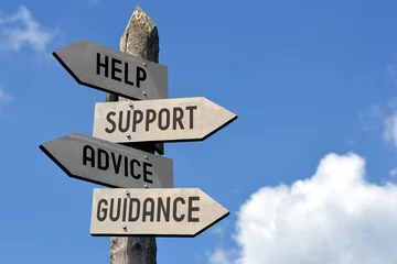 Deurstickers Help, support, advice, guidance signpost. © PX Media