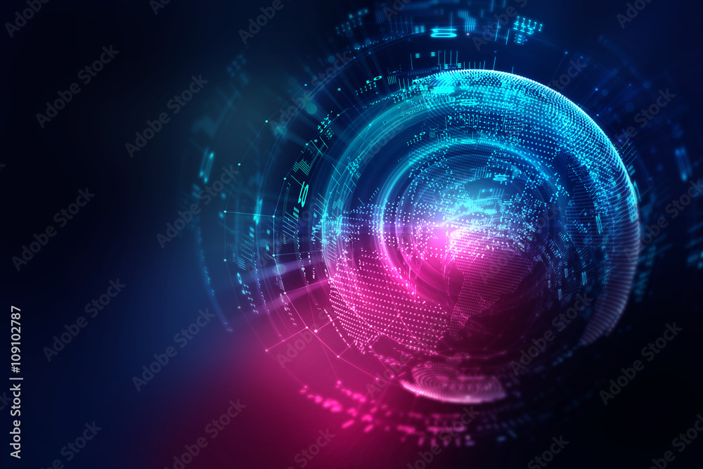 Poster blue geometric circular shape abstract technology background