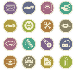 Car shop icons set